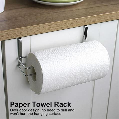 over the cabinet door stainless steel paper towel roll holder|rebrilliant over cabinet towel holder.